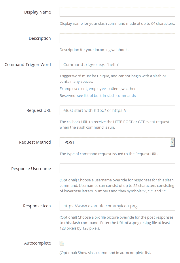 Mattermost add command configuration