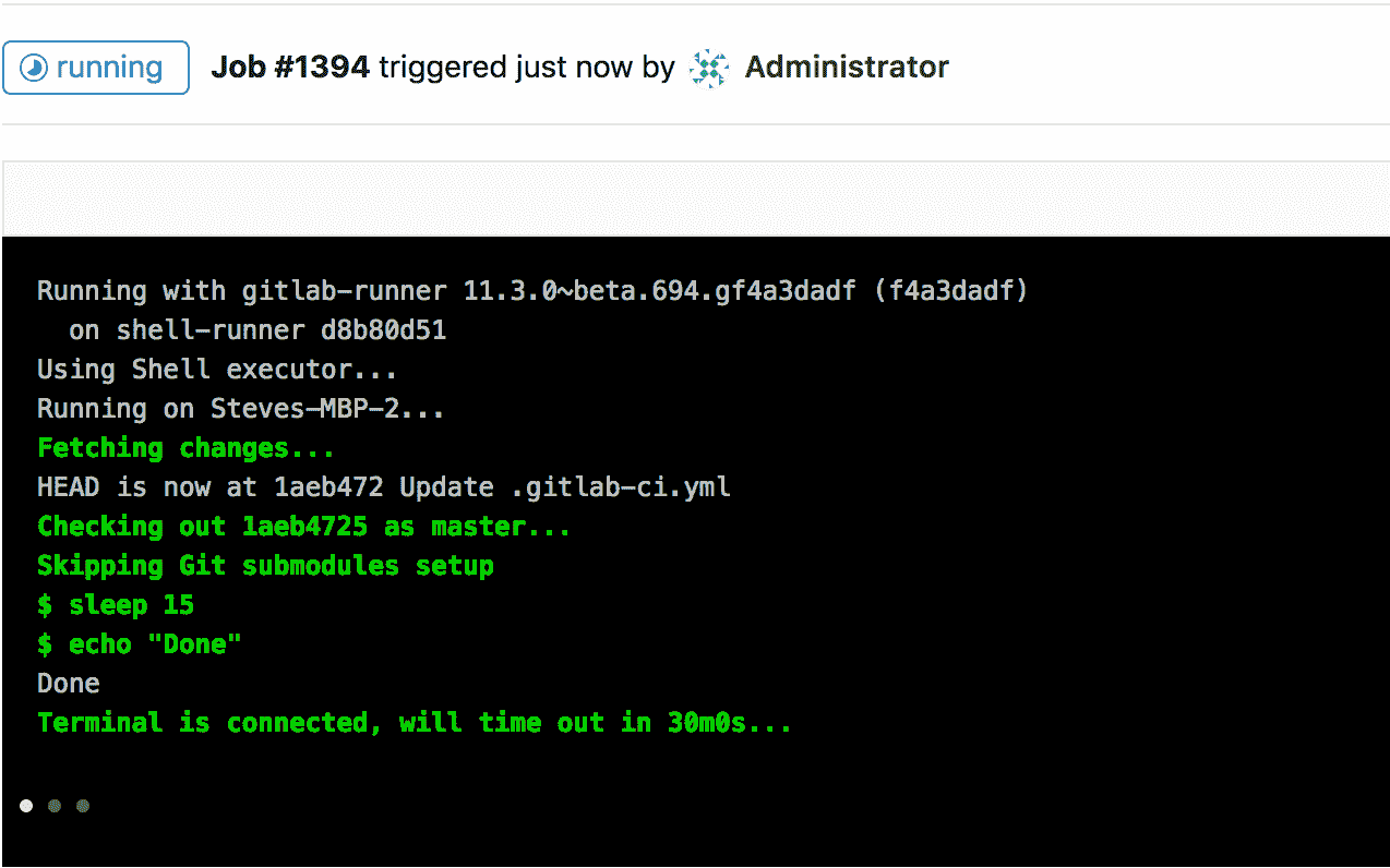 finished job with terminal open