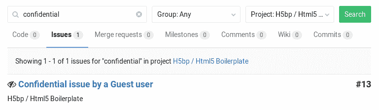 Confidential issues search guest