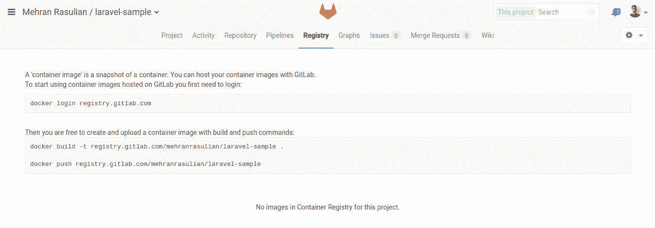 container registry page empty image