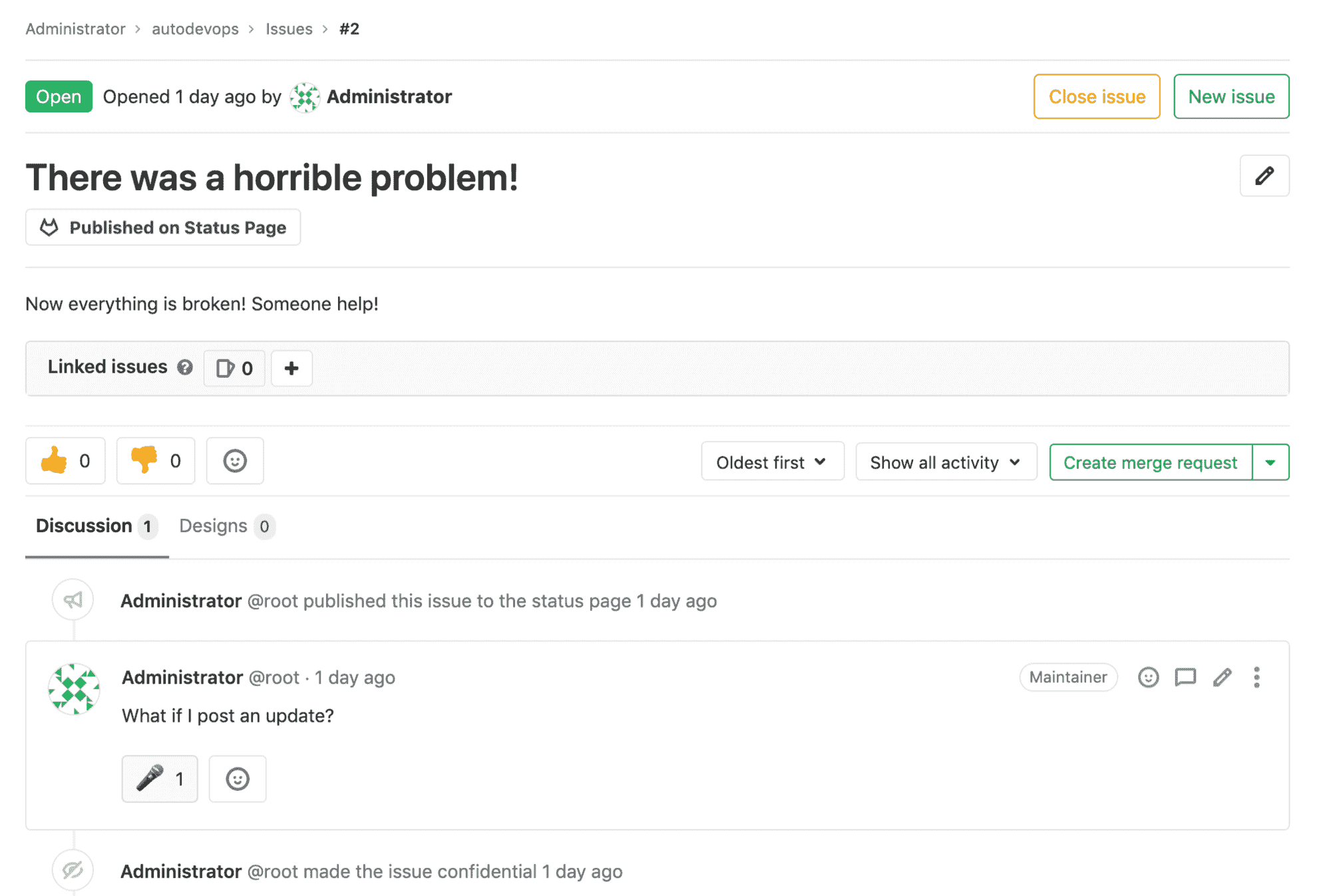 Status Page detail link