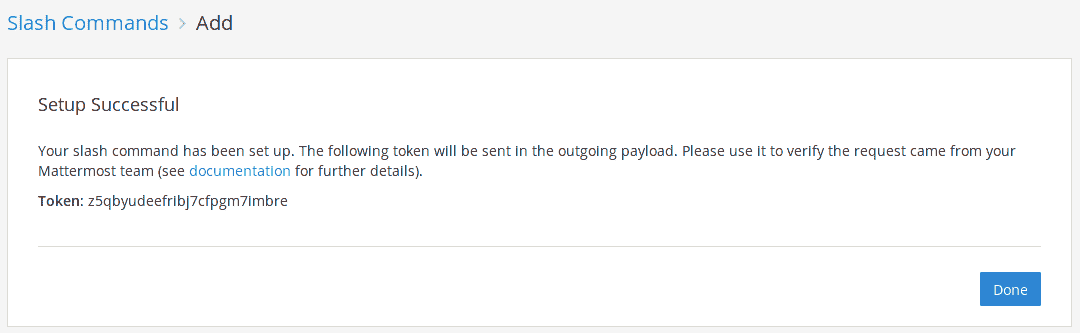 Mattermost slash command token