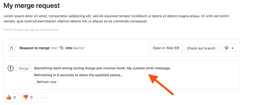 Custom message from custom Git hook