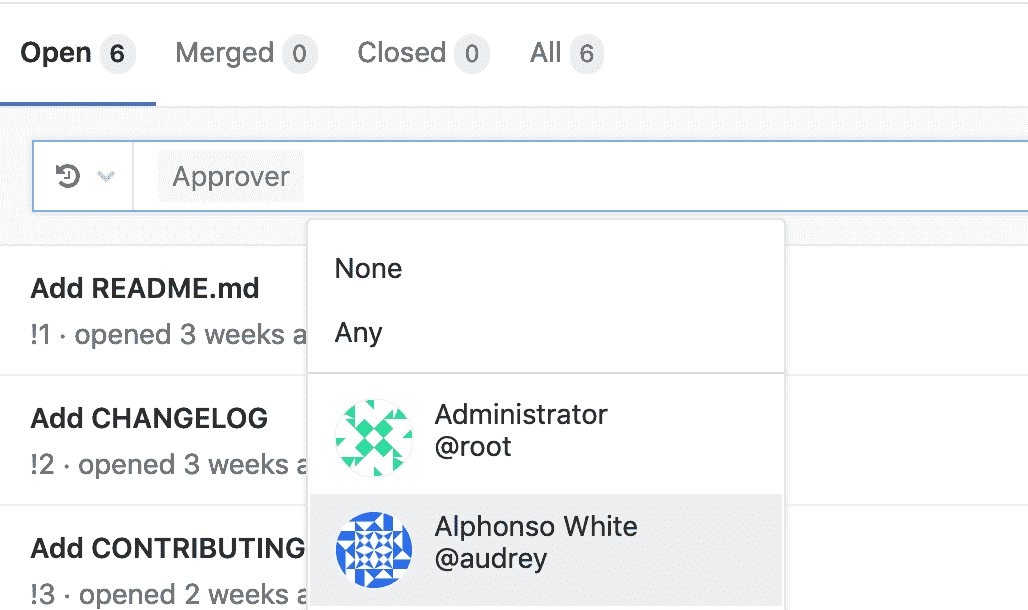 Filter MRs by an approver