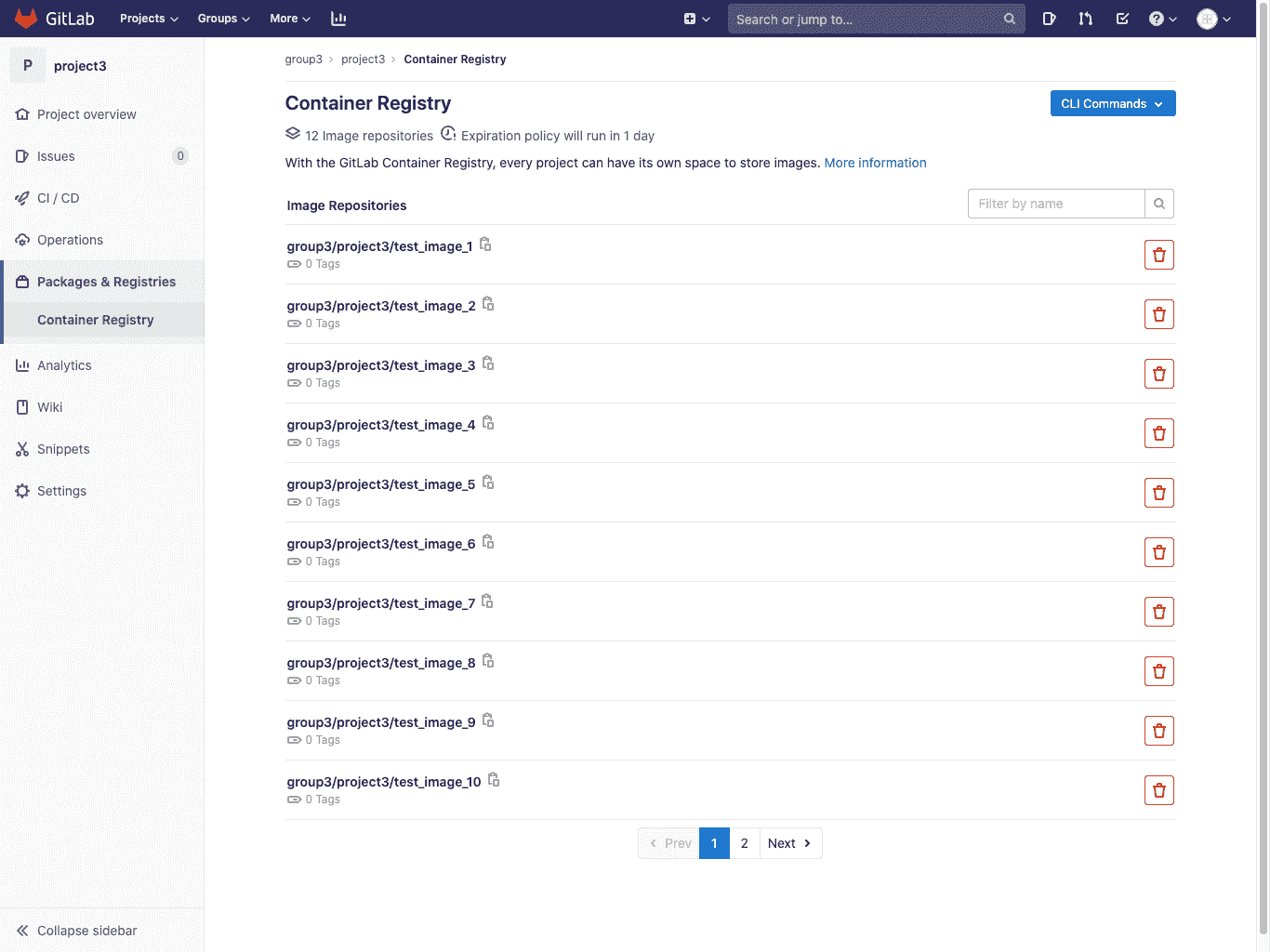 Container Registry repositories