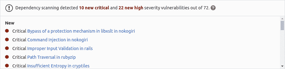 Dependency Scanning Widget