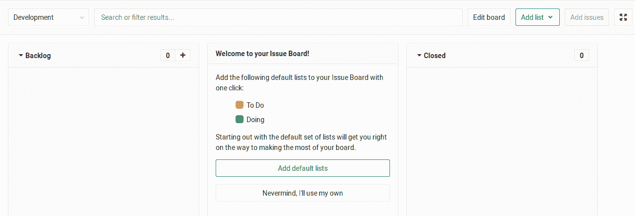 issue board welcome message