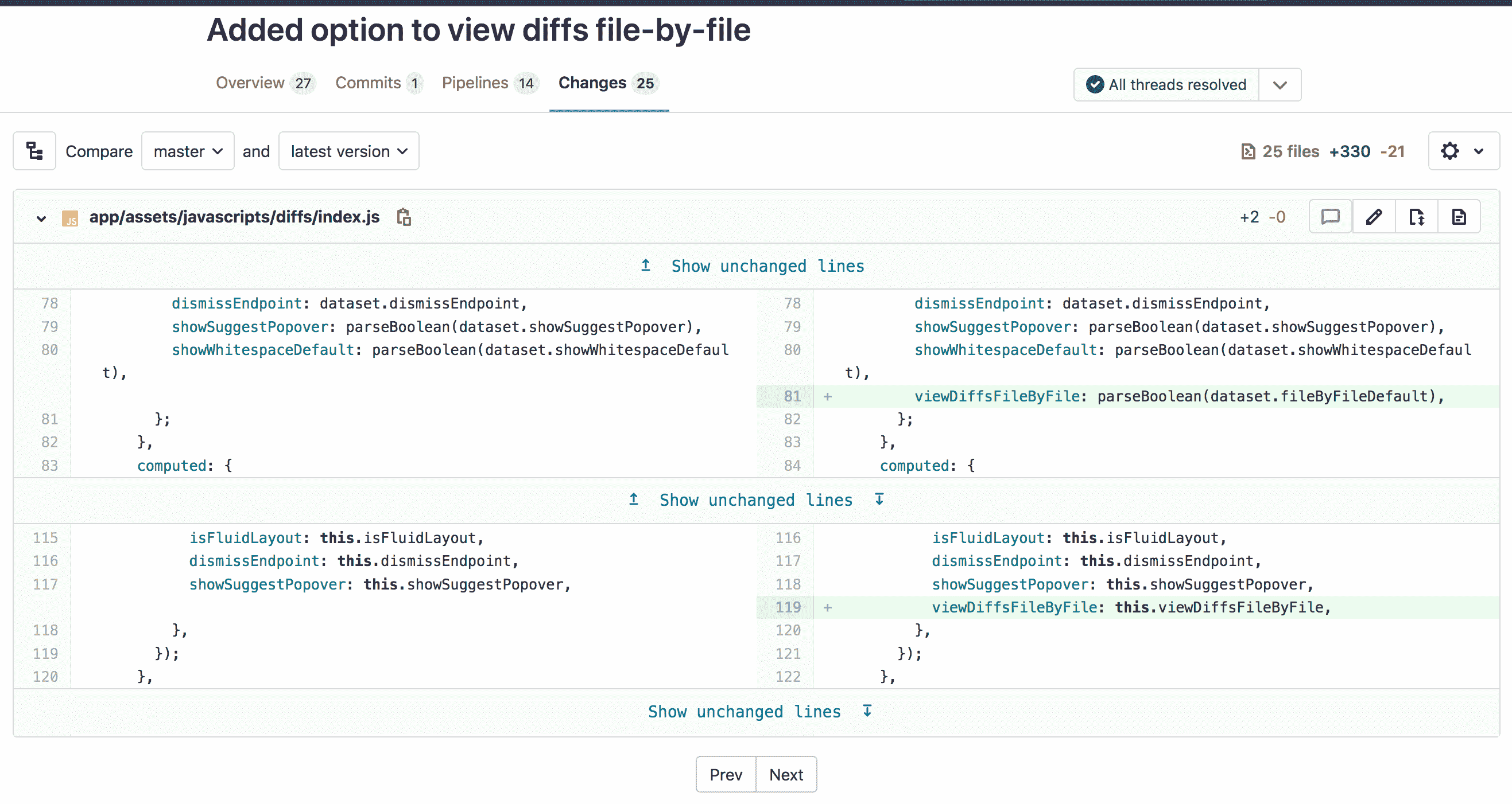 File-by-file diff navigation