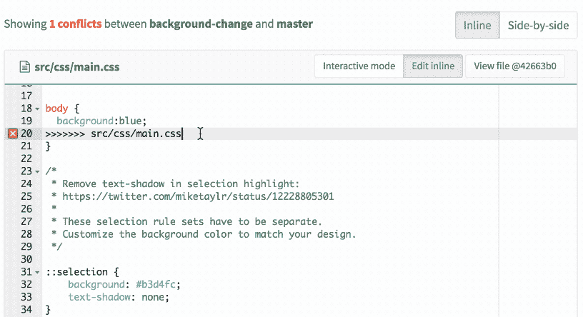 Merge conflict editor