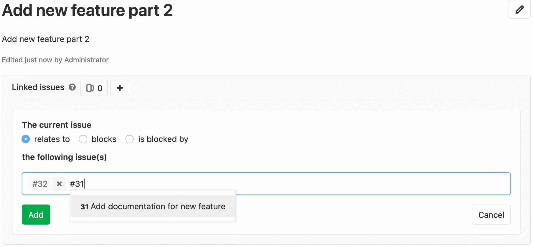 Adding a related issue