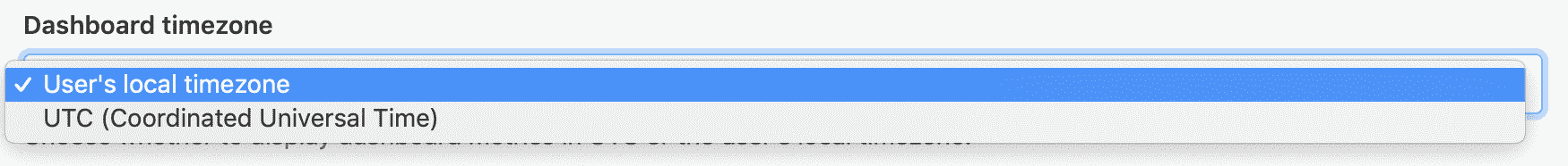 Dashboard timezone setting