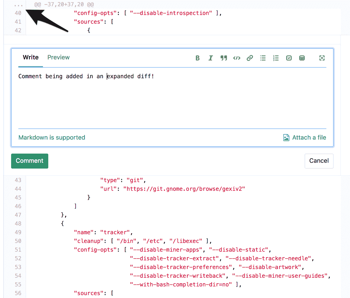 Comment on any diff file line