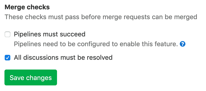 Only allow merge if all the threads are resolved settings