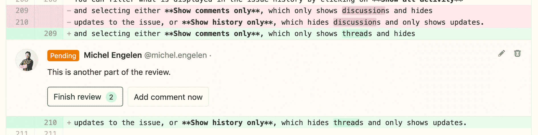 Second review comment