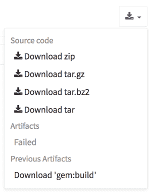 Latest artifacts button