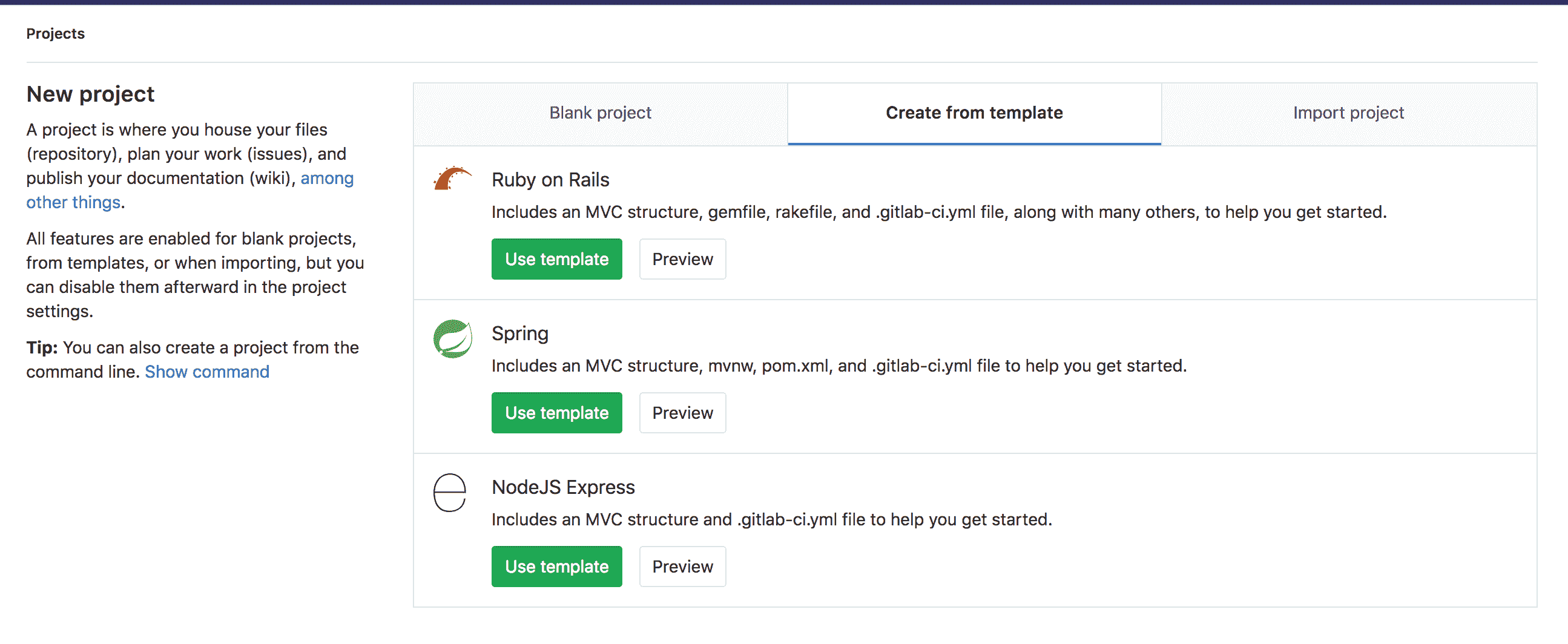 New Project From Template