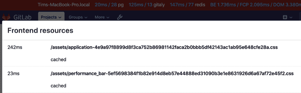 使用性能栏的前端请求