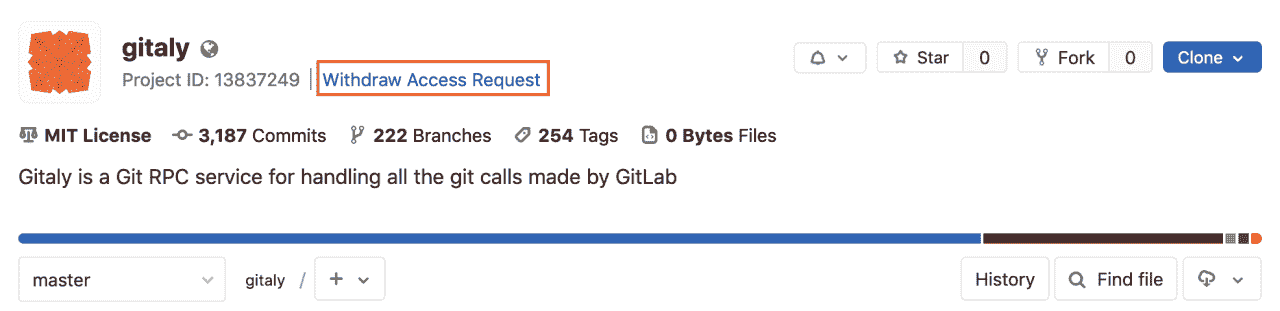 Withdraw access request button