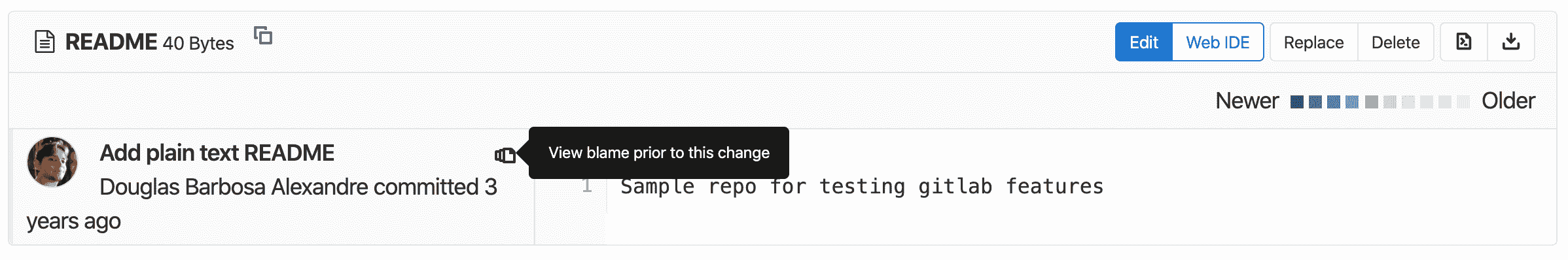 Blame previous commit