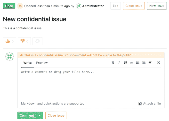 Confidential issue page