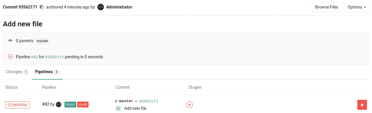 Single commit jobs page